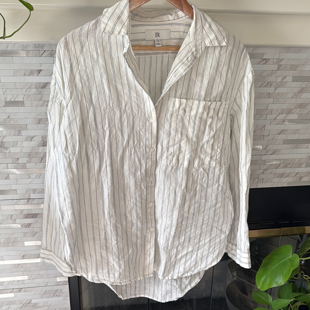 White Striped Button-Up Shirt